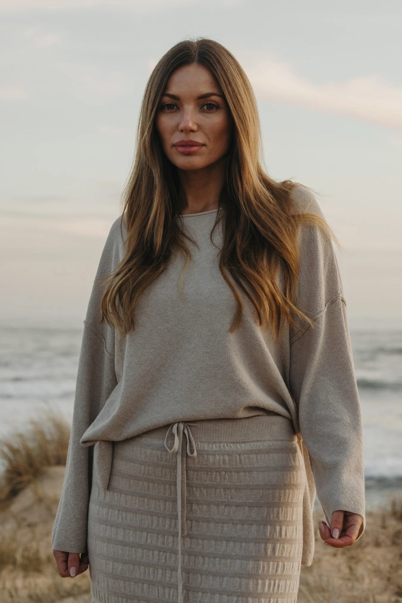 TALAMAYA WINTER RETREAT MERINO/COTTON PULLOVER WHEAT