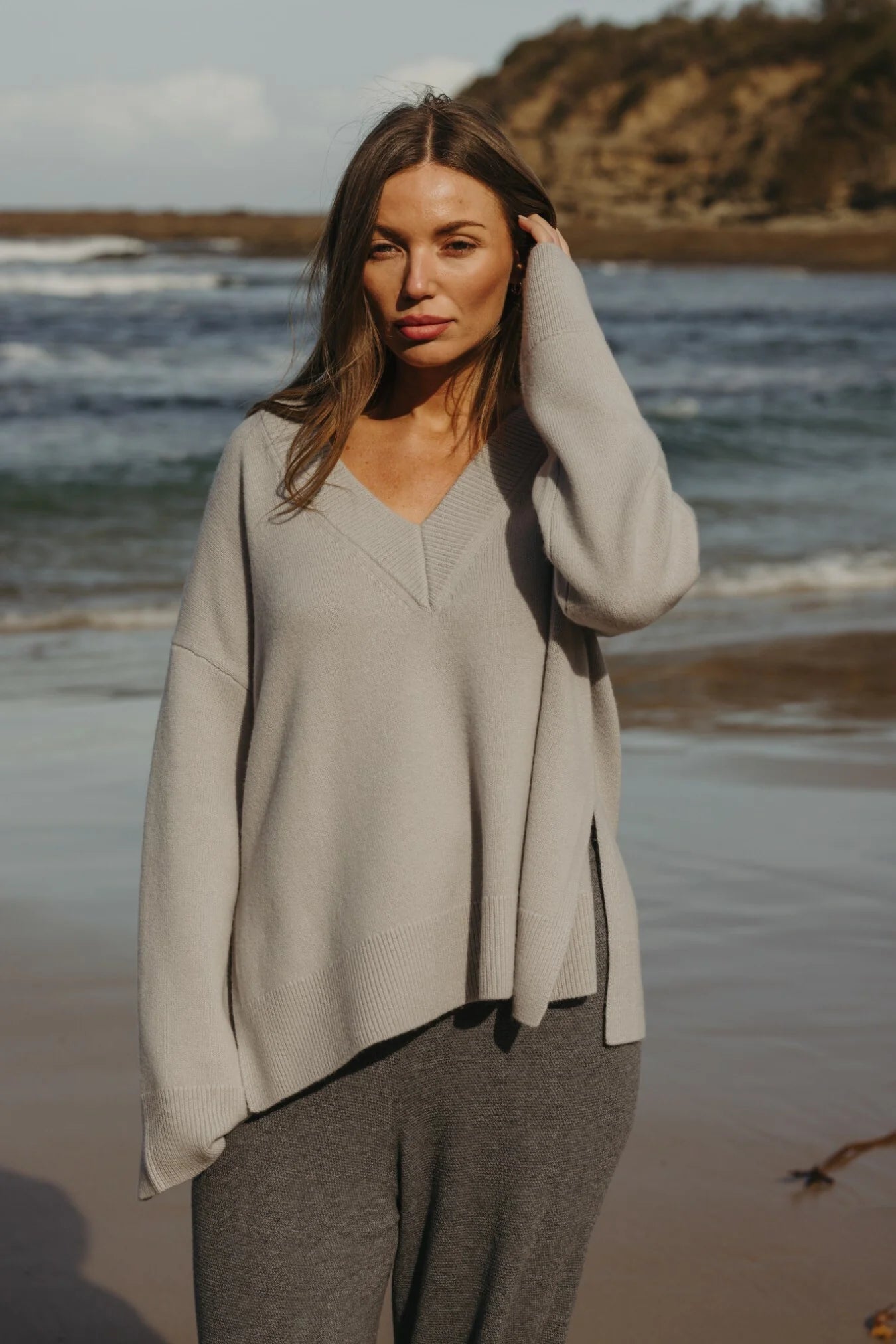 TALAMAYA HAVEN MERINO V PULLOVER MISTY