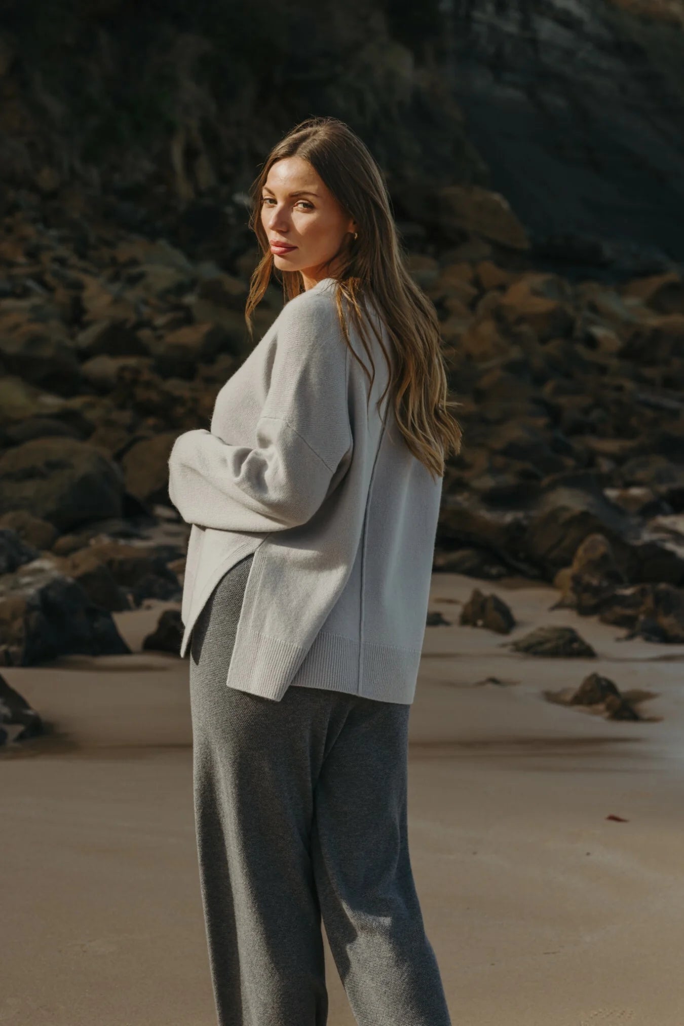 TALAMAYA HAVEN MERINO V PULLOVER MISTY