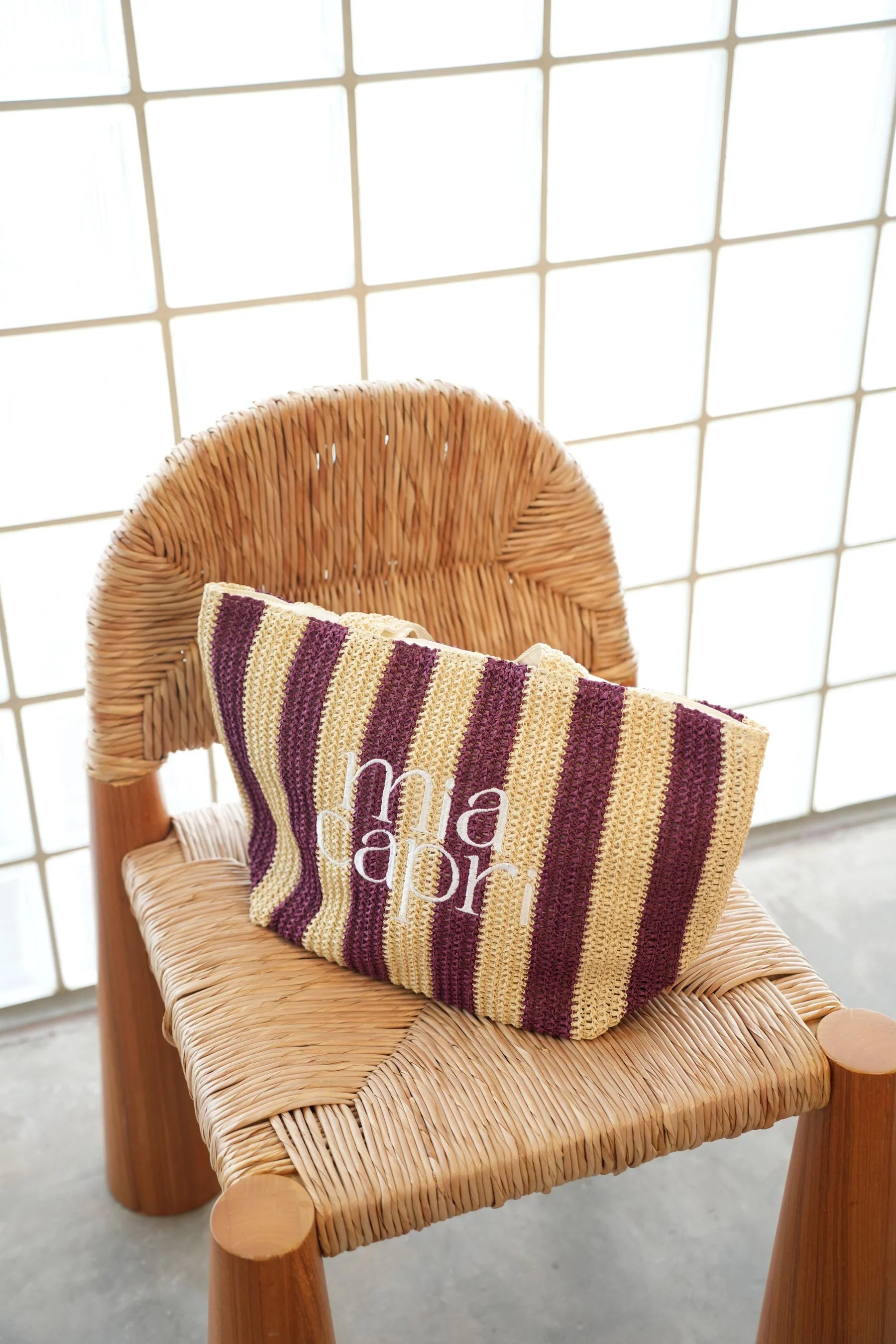 MIA CAPRI VACAY BAG PLUM STRIPE