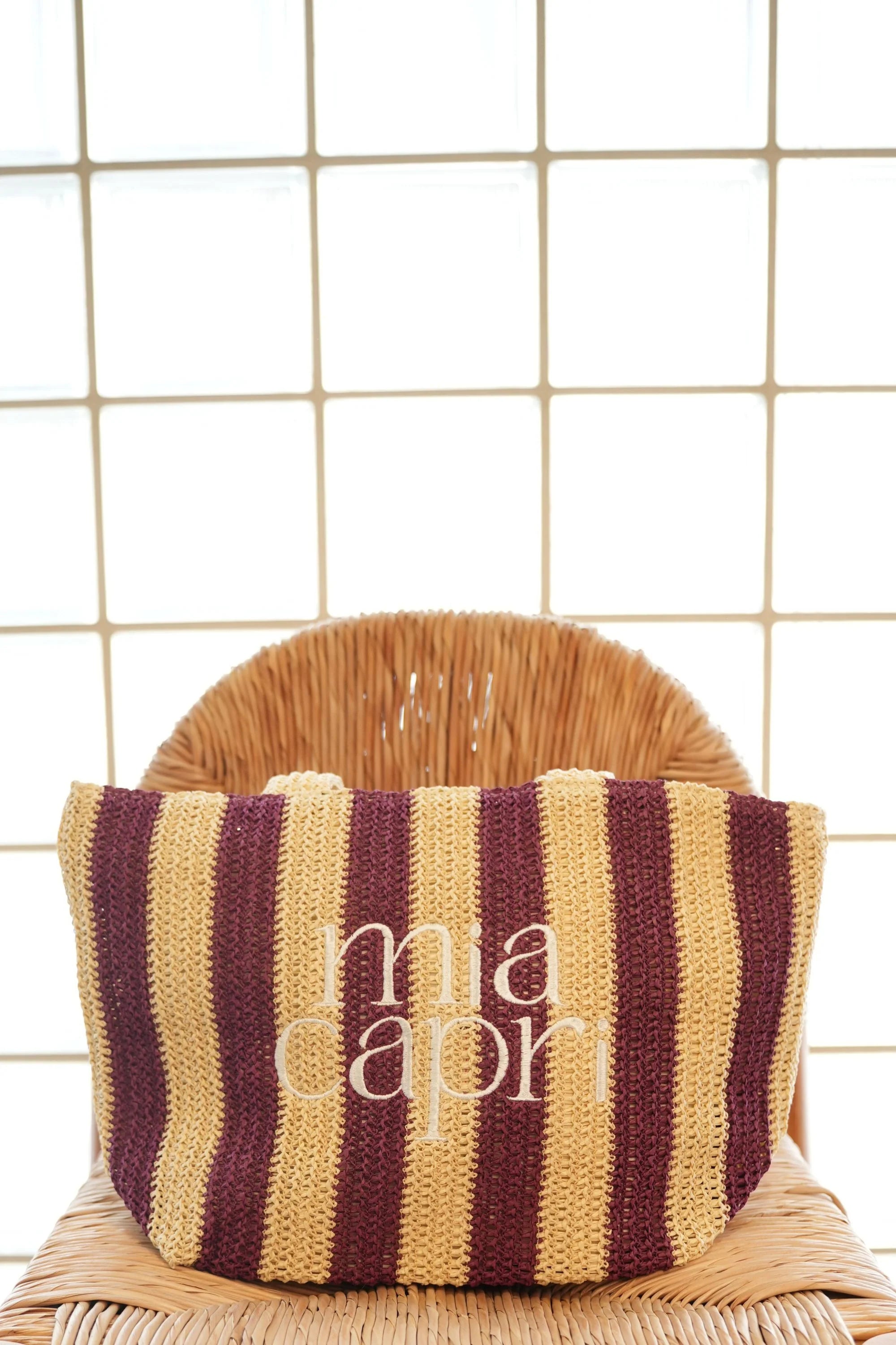 MIA CAPRI VACAY BAG PLUM STRIPE