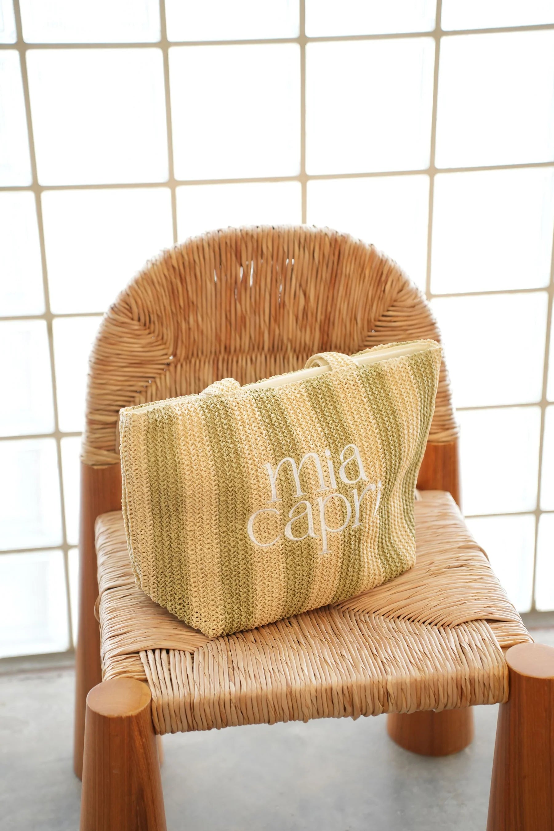 MIA CAPRI VACAY BAG SAGE GREEN STRIPE