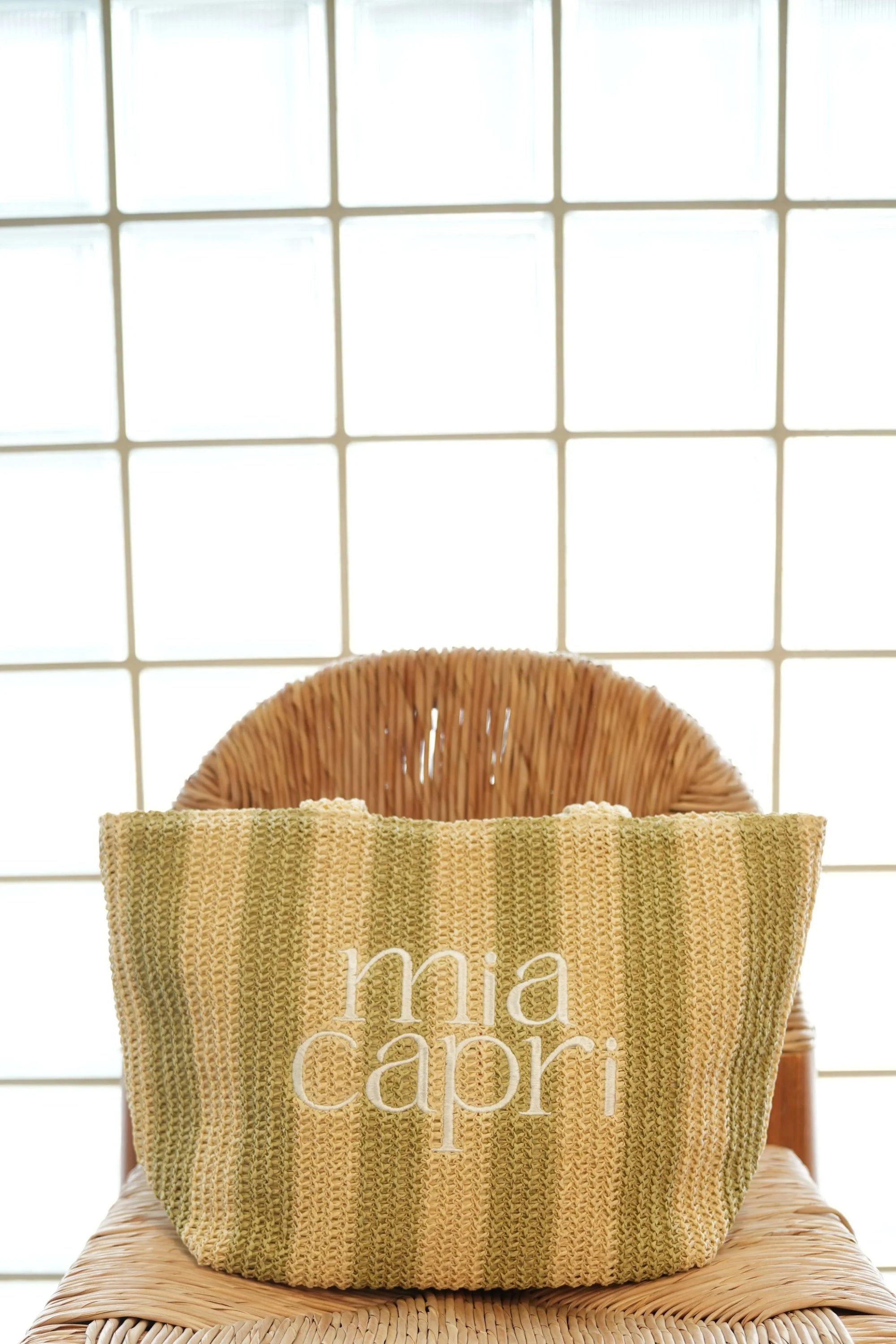 MIA CAPRI VACAY BAG SAGE GREEN STRIPE