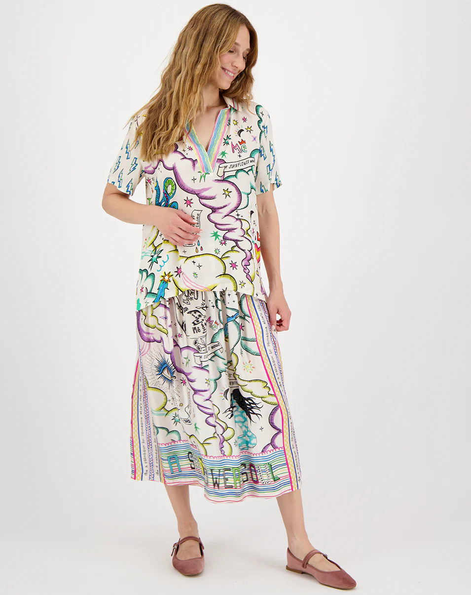 ME369 VANESSA ENLIGHTENMENT PRINTED SKIRT