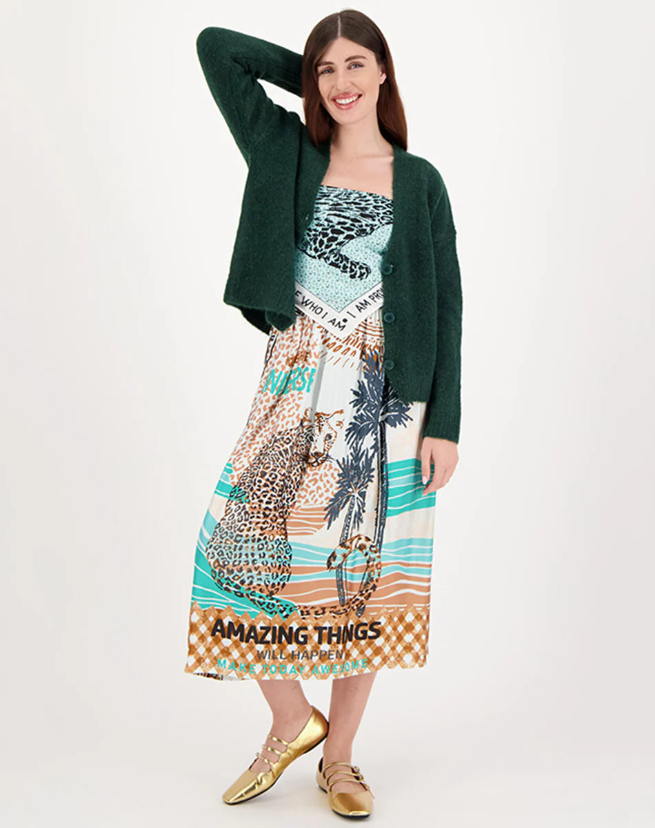 ME369 VANESSA PRINTED MIDI SKIRT SAFARI