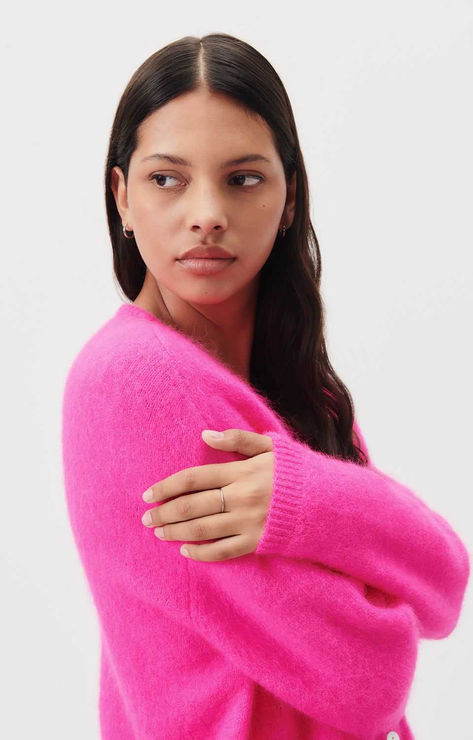 AMERICAN VINTAGE VITOW CARDIGAN - FLURO PINK MELANGE
