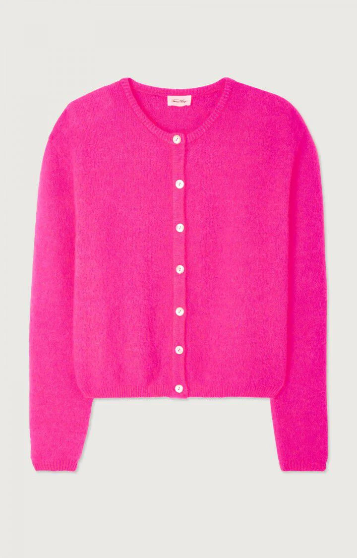 AMERICAN VINTAGE VITOW CARDIGAN - FLURO PINK MELANGE