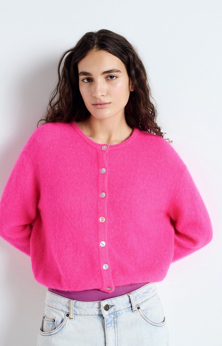 AMERICAN VINTAGE VITOW CARDIGAN - FLURO PINK MELANGE