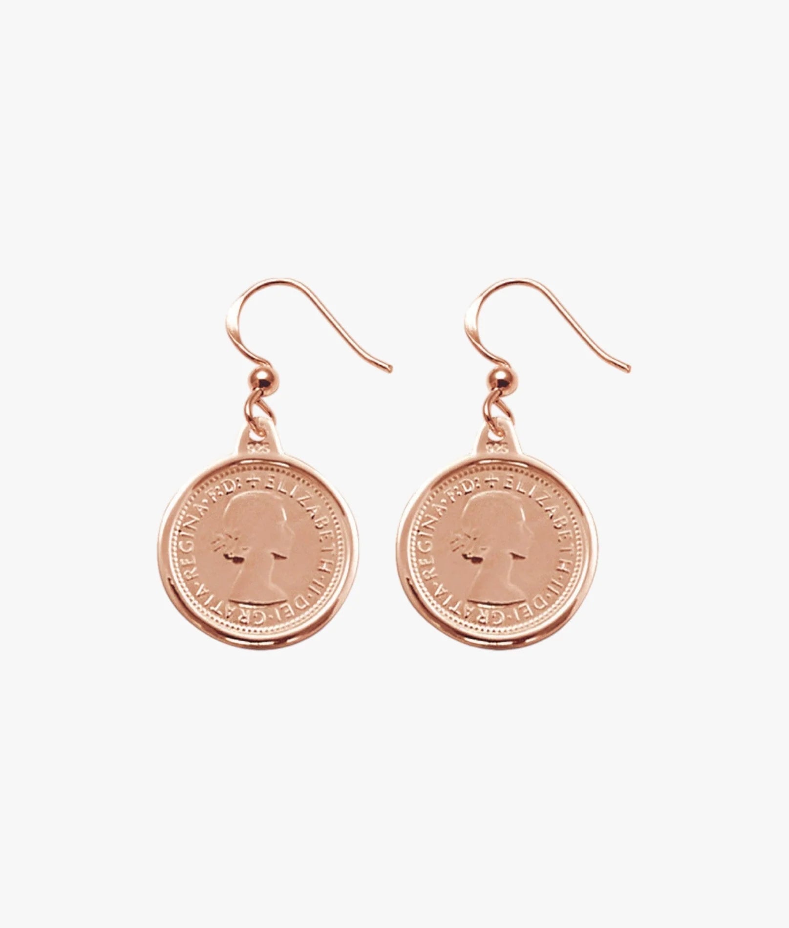 VON TRESKOW THREEPENCE COIN EARRINGS ROSE GOLD