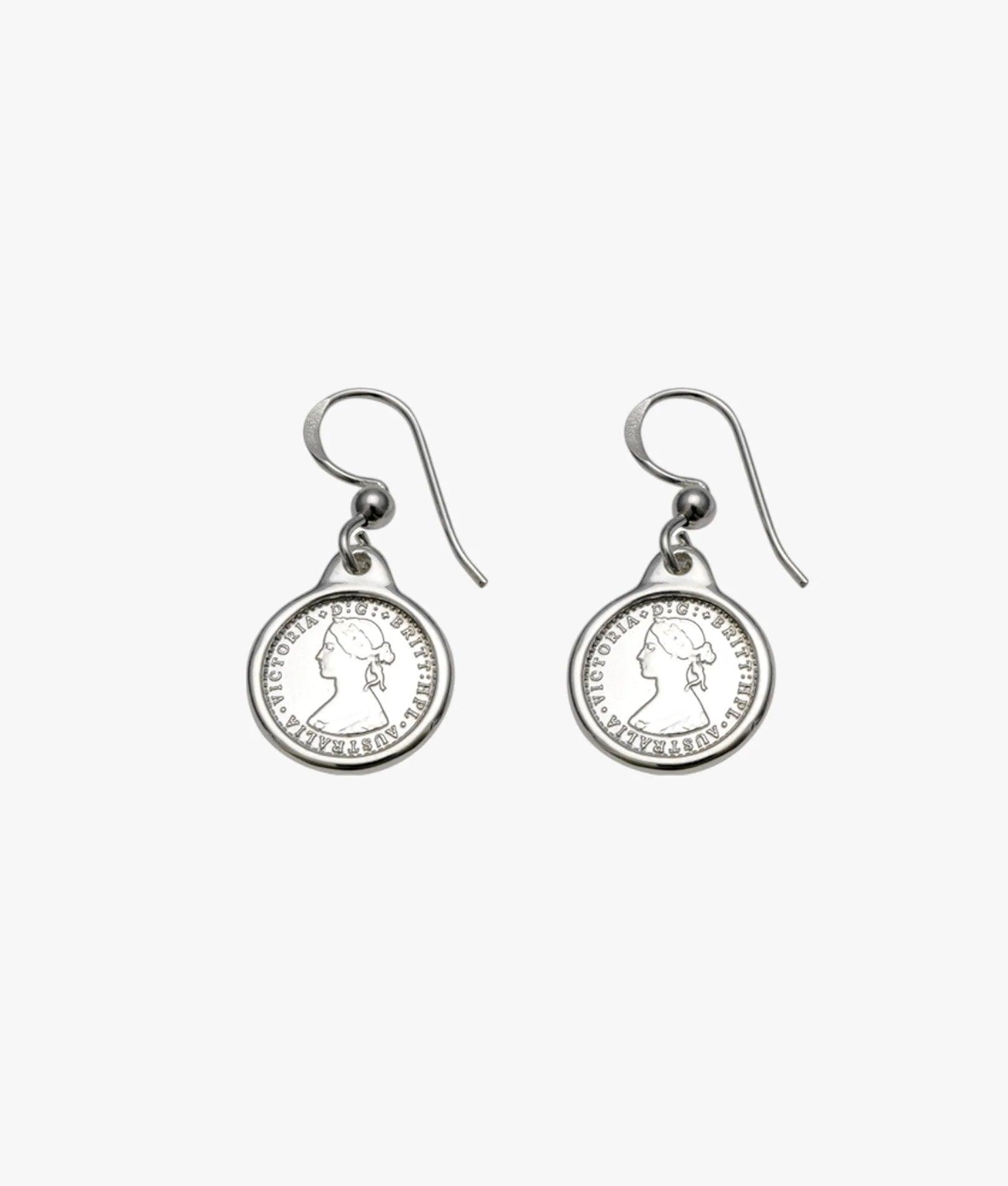 VON TRESKOW MINI COIN & BEZEL EARRINGS SILVER