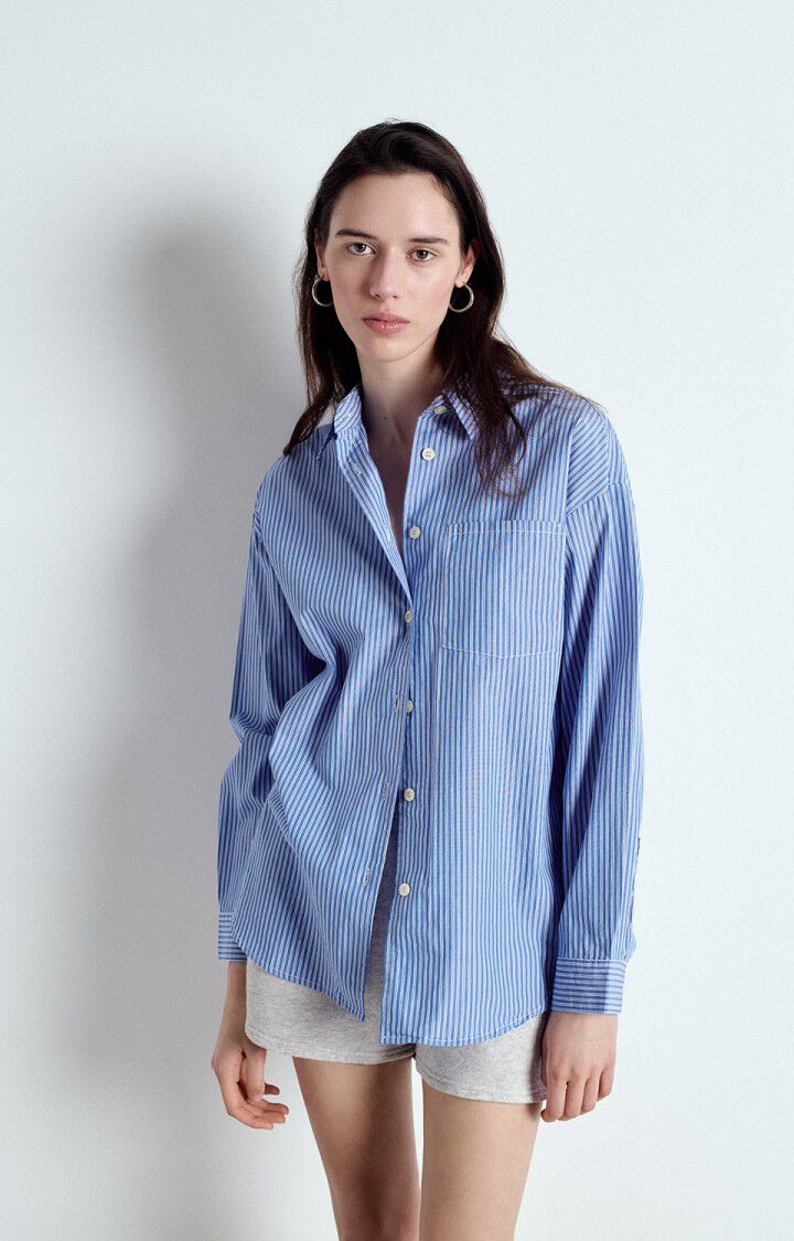 AMERICAN VINTAGE SHIRT ZATYBAY - AQUA STRIPES