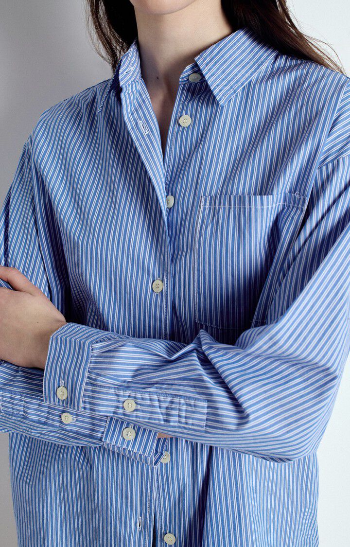 AMERICAN VINTAGE SHIRT ZATYBAY - AQUA STRIPES