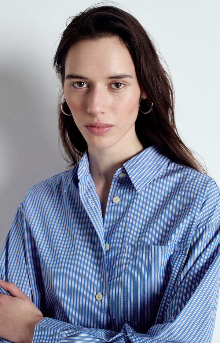 AMERICAN VINTAGE SHIRT ZATYBAY - AQUA STRIPES