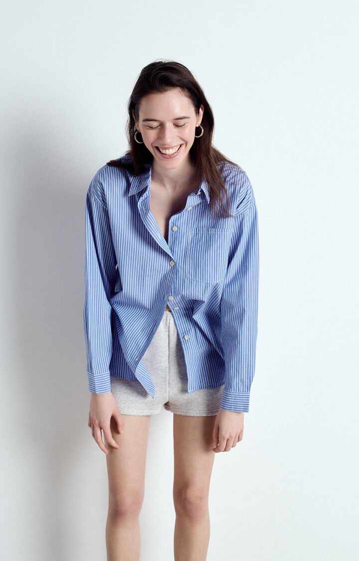 AMERICAN VINTAGE SHIRT ZATYBAY - AQUA STRIPES