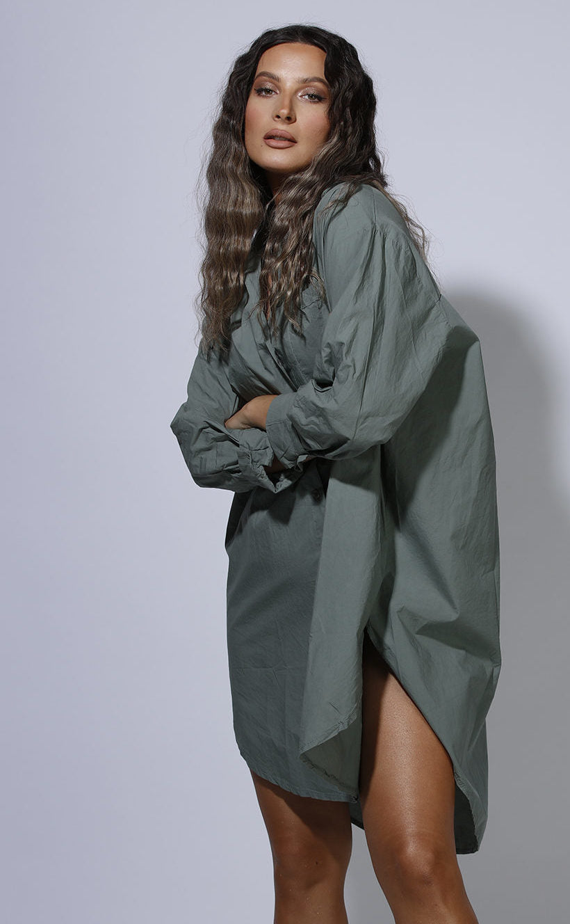SIXTY DAYS BOYFRIEND LONG SHIRT ARMY