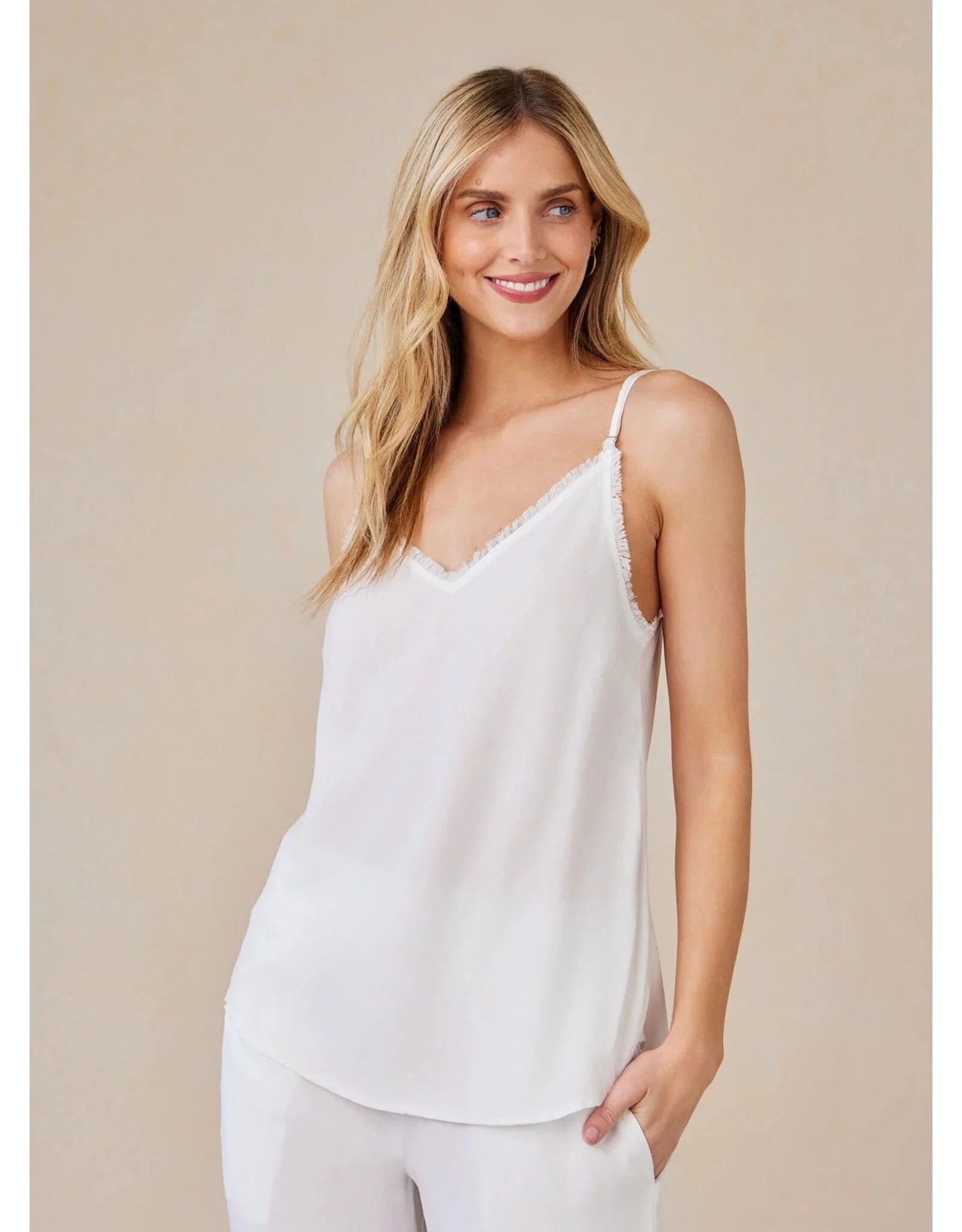 BELLA DAHL FRAYED CAMI - WHITE