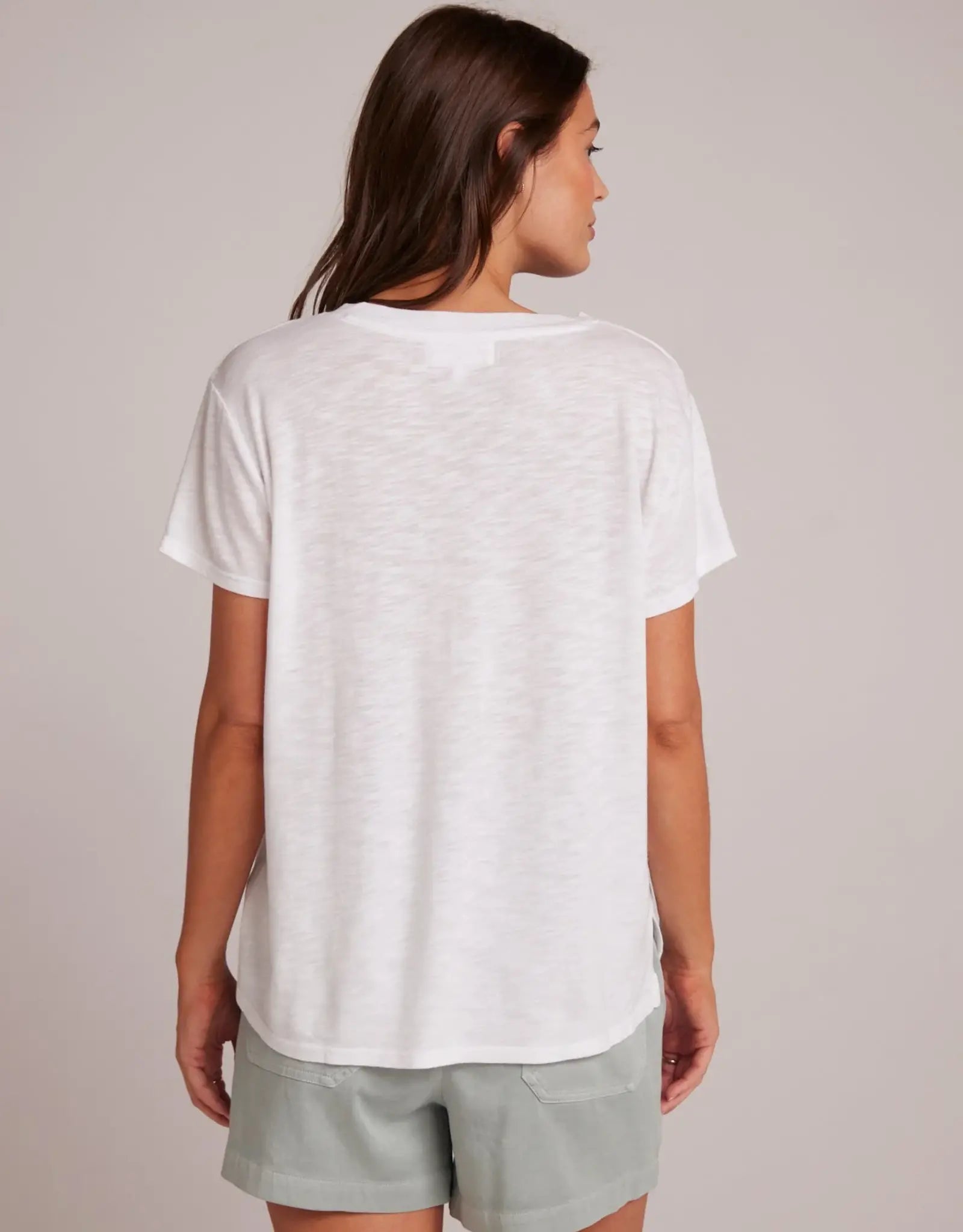 BELLA DAHL V NECK TEE - WHITE