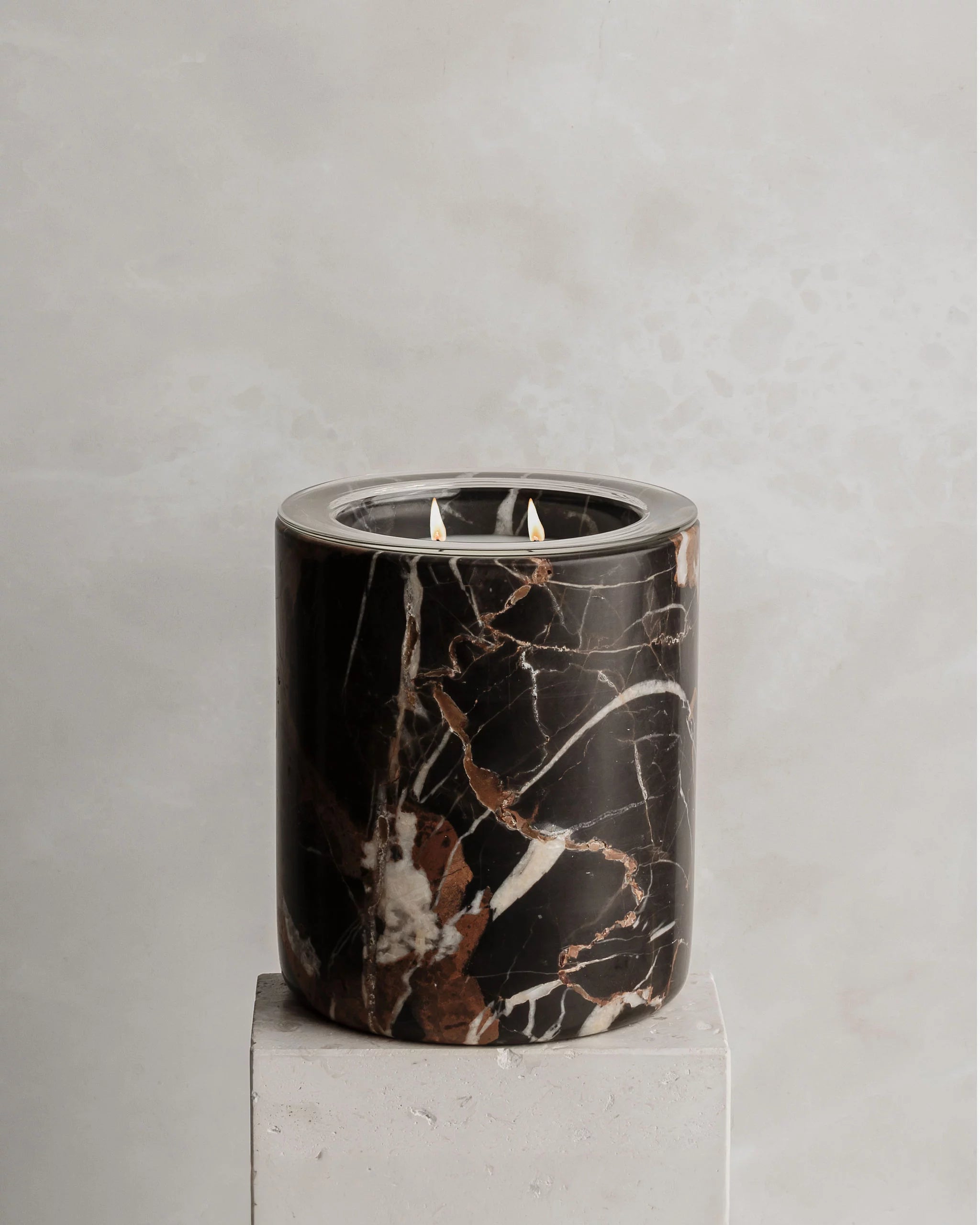 LUXURIATE MARBLE CANDLE HOLDER - BLACK ONYX