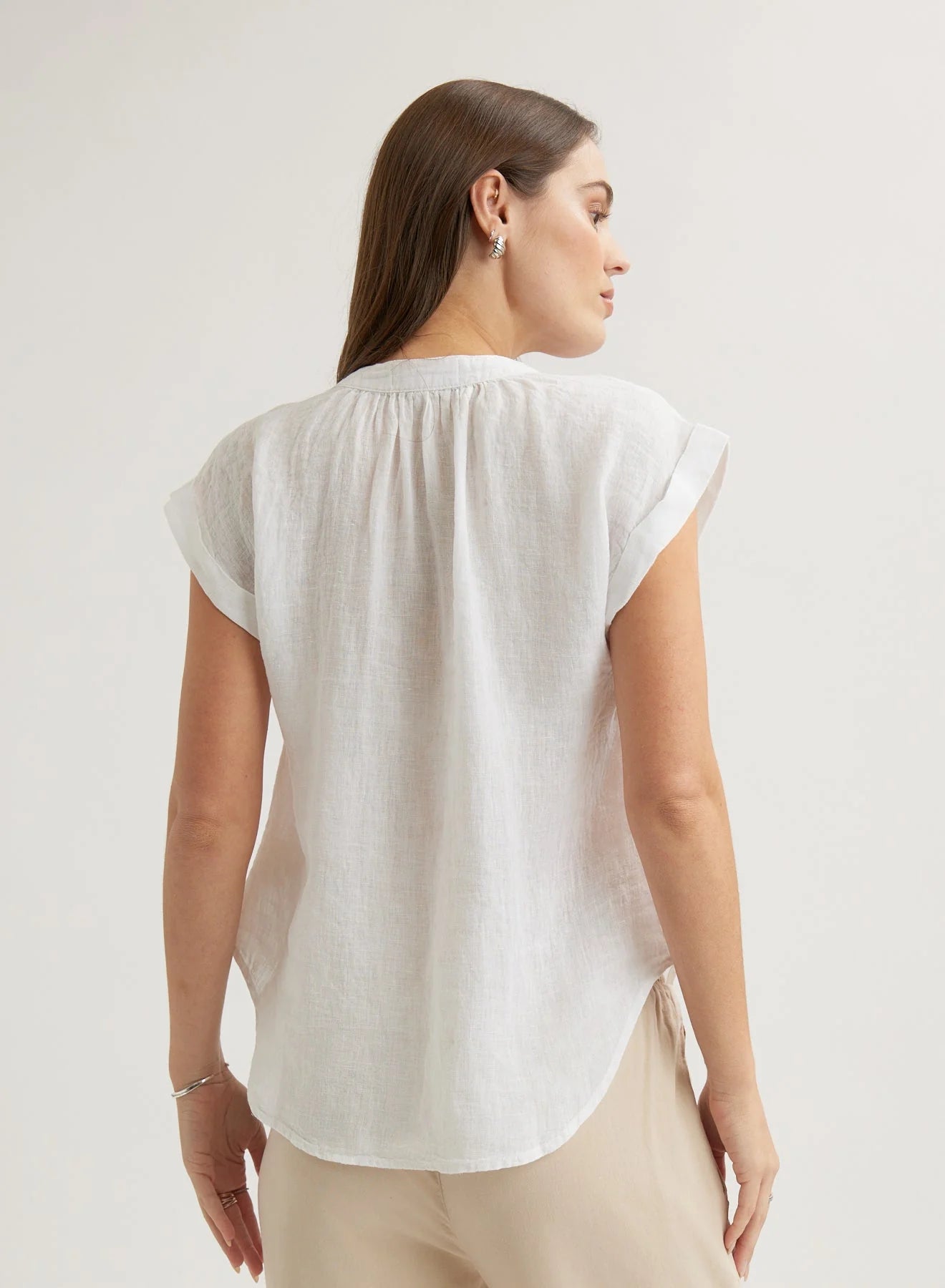 BELLA DAHL CAP SLEEVE TOP WHITE