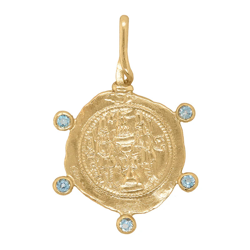 CLEOPATRAS BLING BANU PENDANT WITH AQUAMARINE AND CHAIN