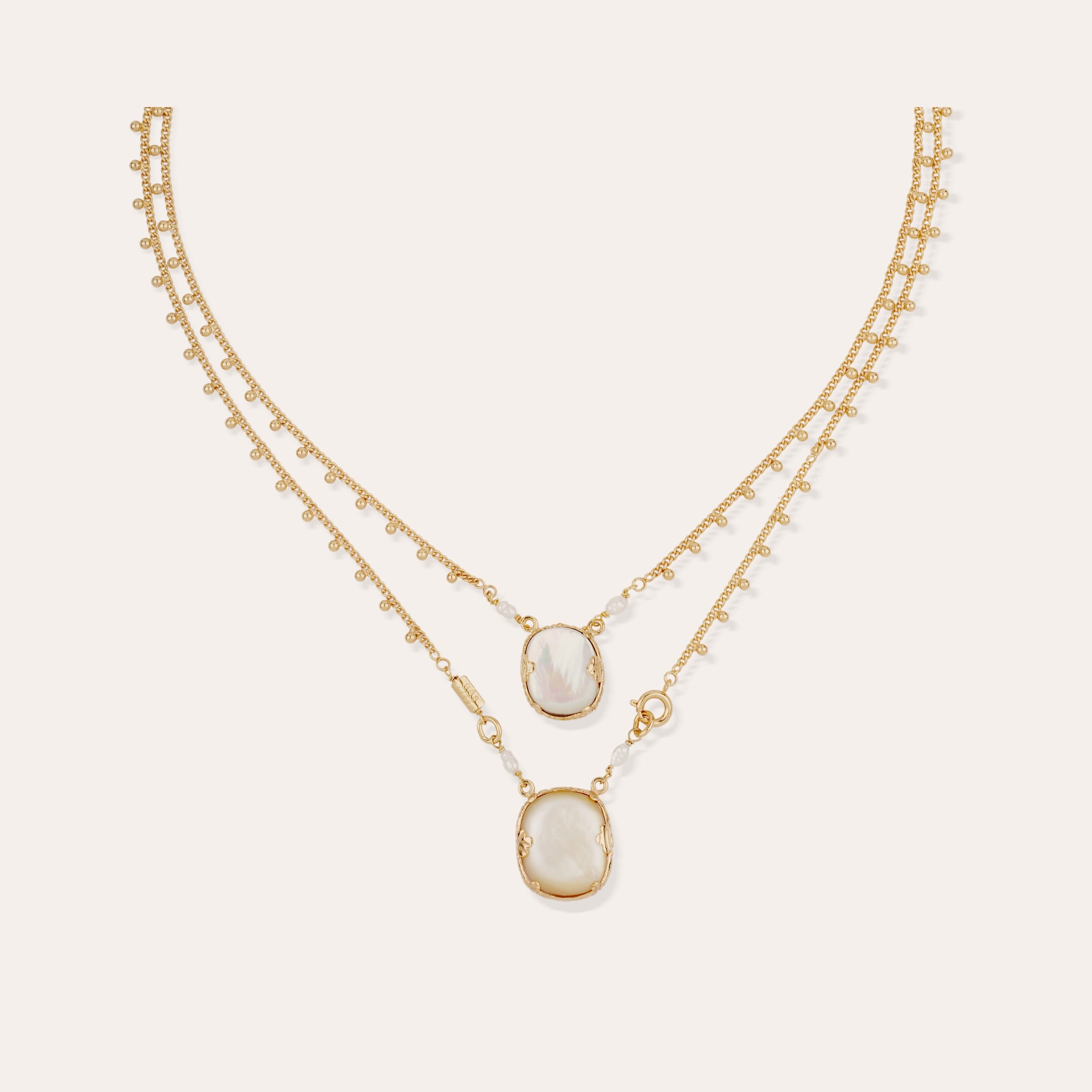 GAS BIJOUX OVO SCAPULAIRE NECKLACE WHITE MOTHER OF PEARL