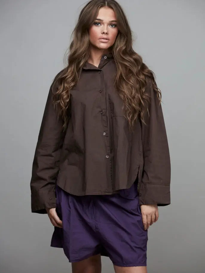 SIXTY DAYS BOYFRIEND SHORT SHIRT CHOCOLATE