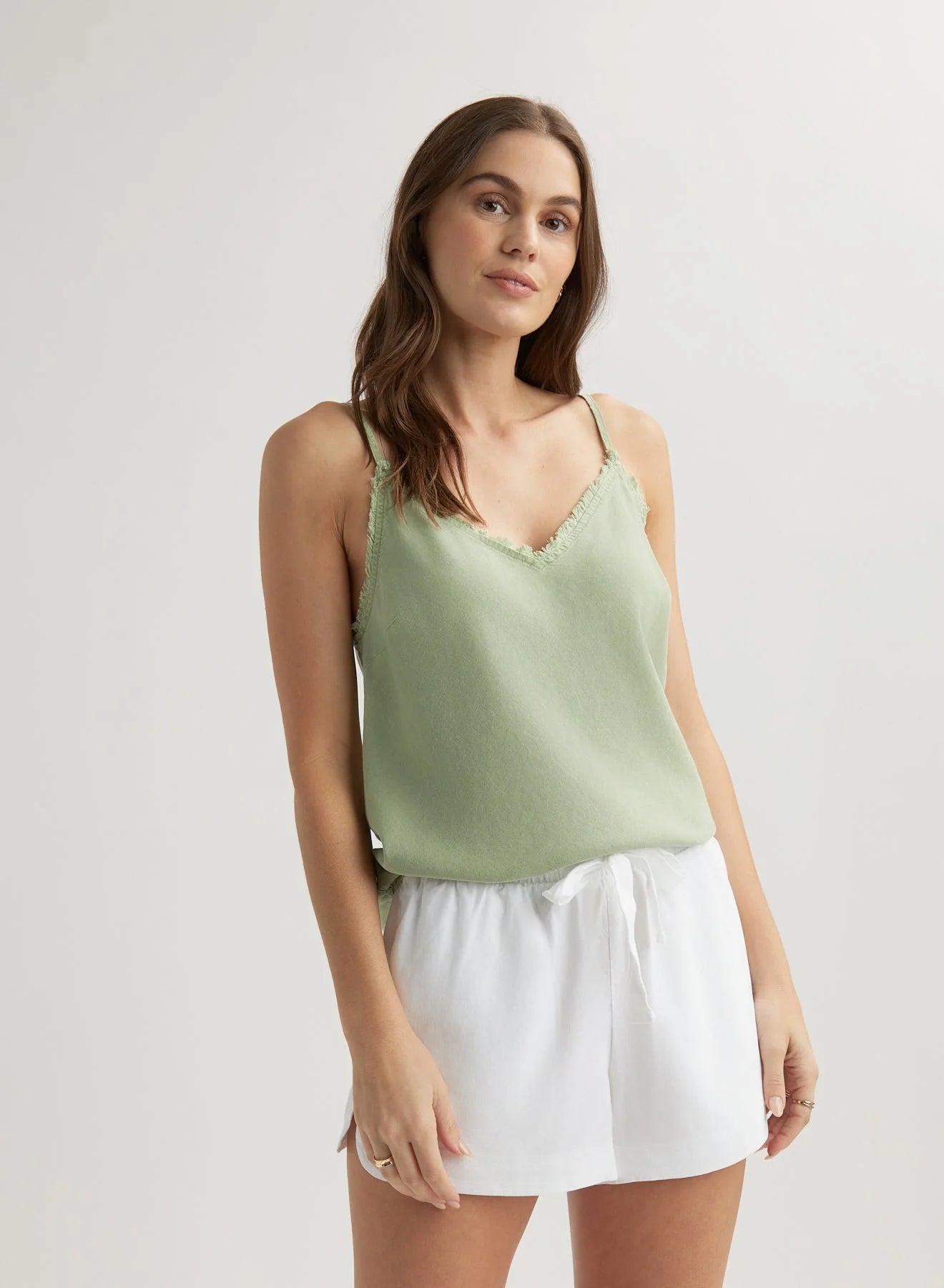 BELLA DAHL FRAYED CAMI OLIVE GROVE