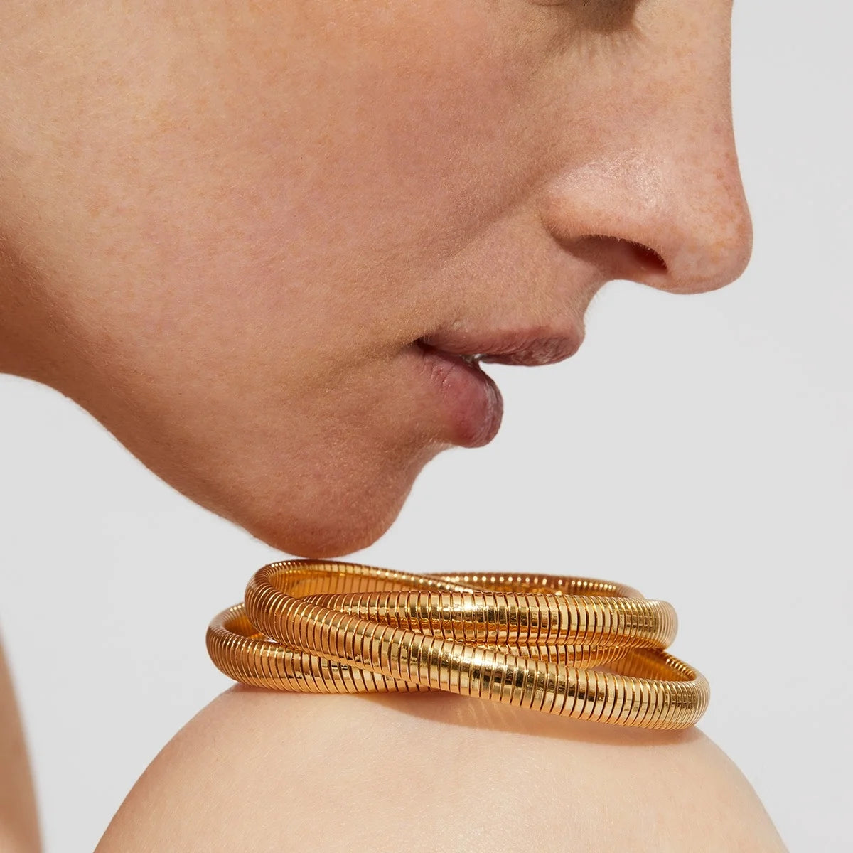 GAS BIJOUX GOLD INFINITY THREE ROWS BRACELET SMALL