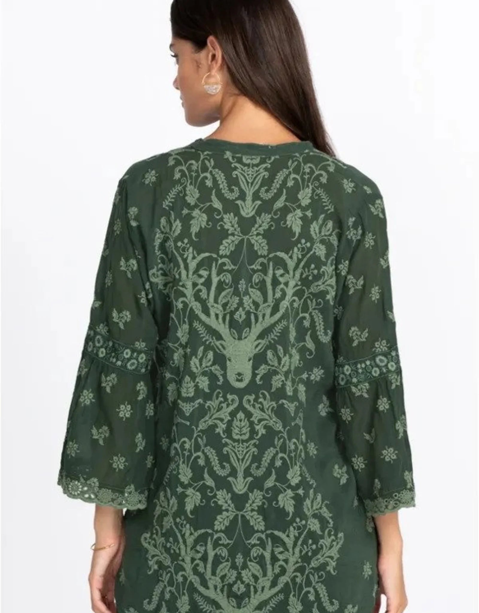 JOHNNY WAS CIERVO SERENA TUNIC - JUNGLE GREEN