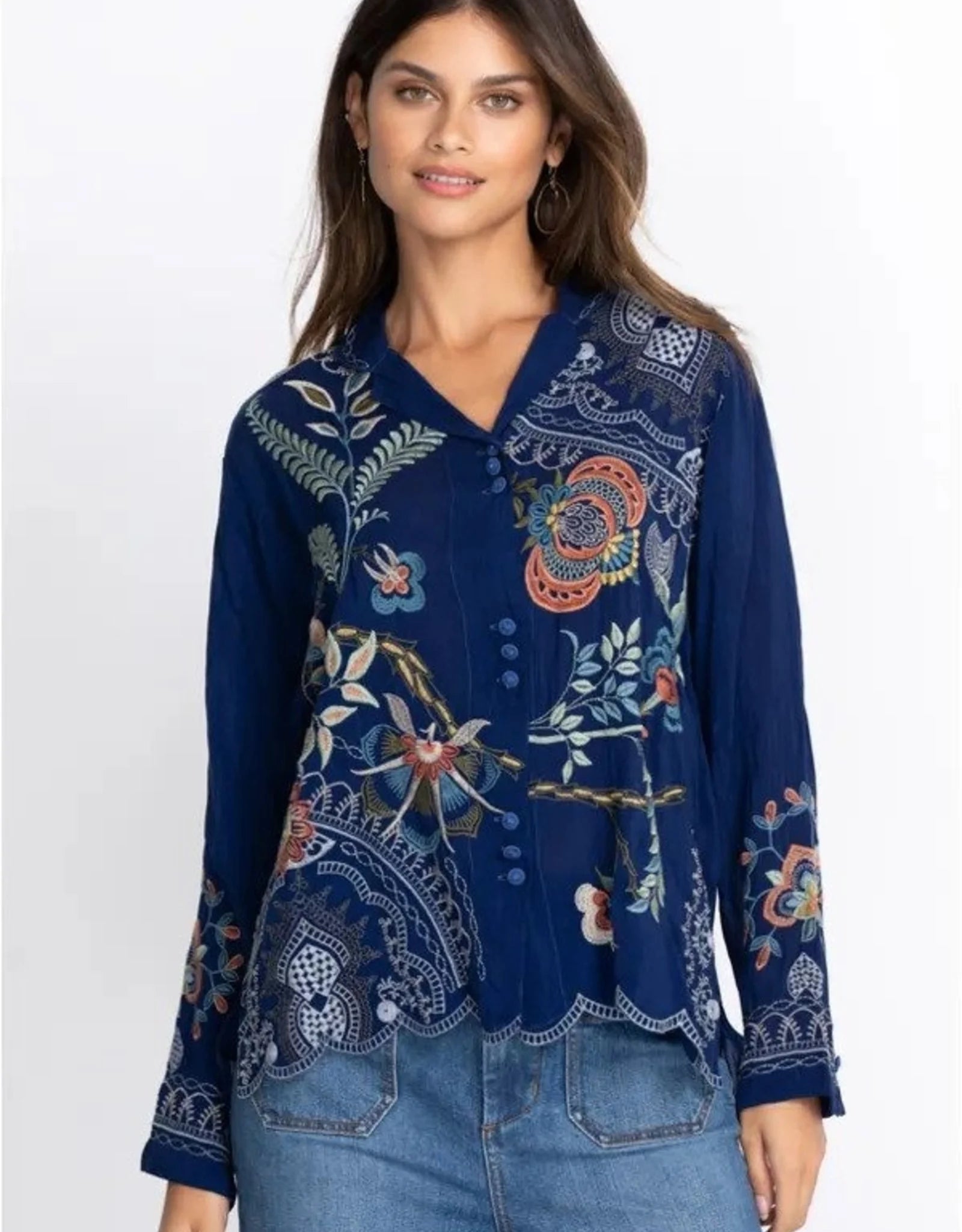 JOHNNY WAS PRUE BLOUSE - DARK BLUE