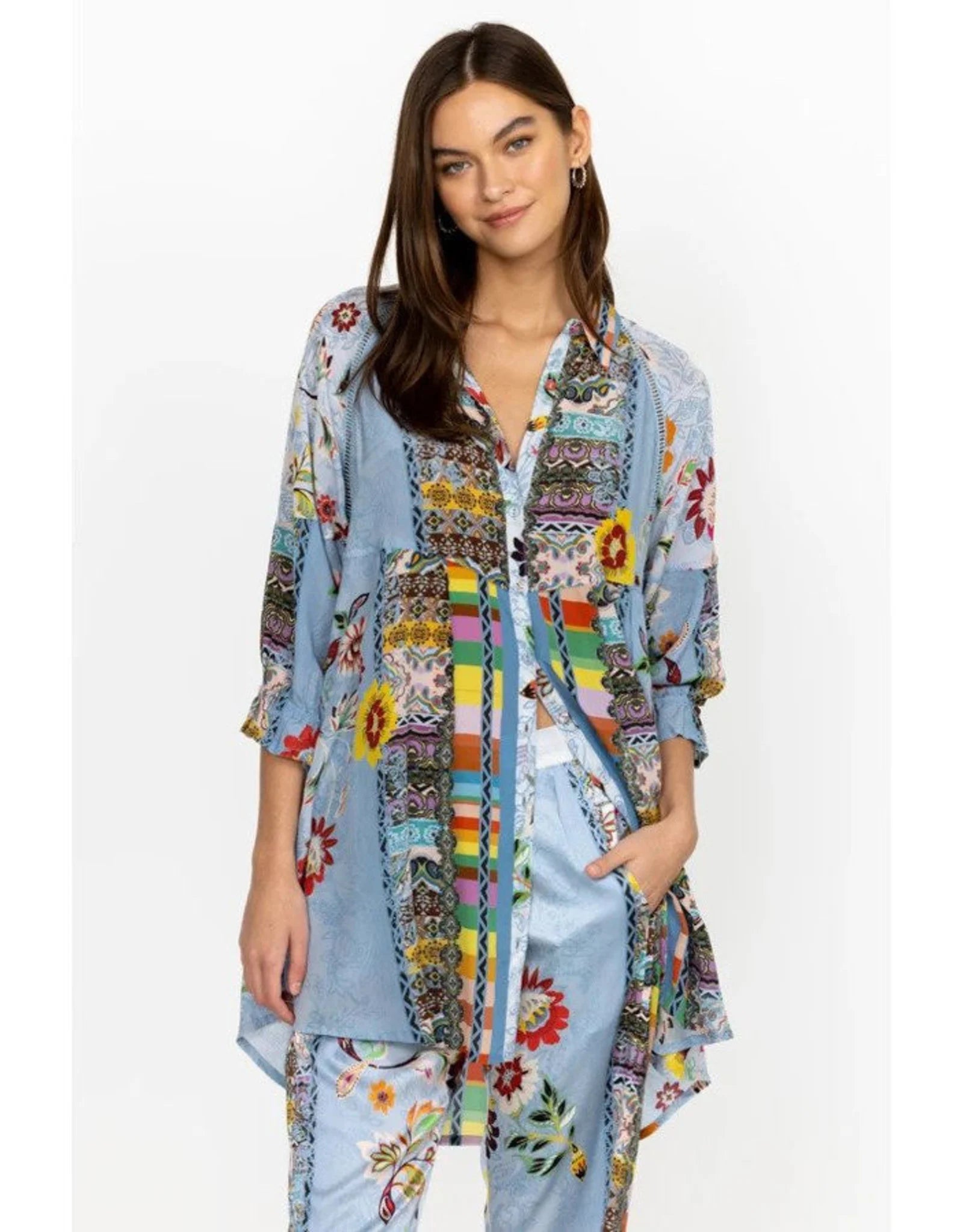 JOHNNY WAS RAINBOW ADONIA TUNIC - MULTI