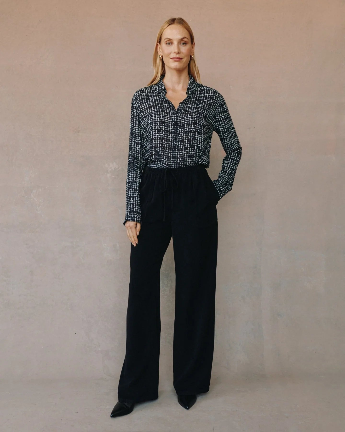 BELLA DAHL KYLIE WIDE LEG WITH DRAWSTRING - BLACK
