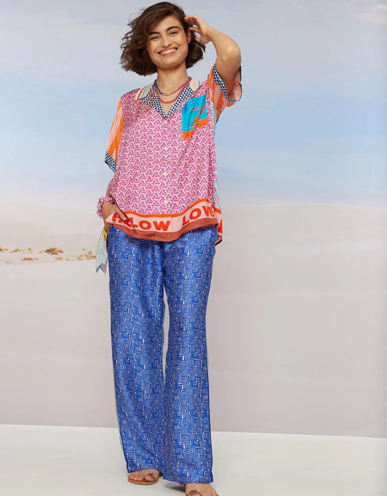 ME369 AVERY STRAIGHT LEG RANGOLI PRINTED PANTS