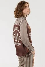 ME369 ISABEL MIXED PRINT CHOCOLATE SHIRT