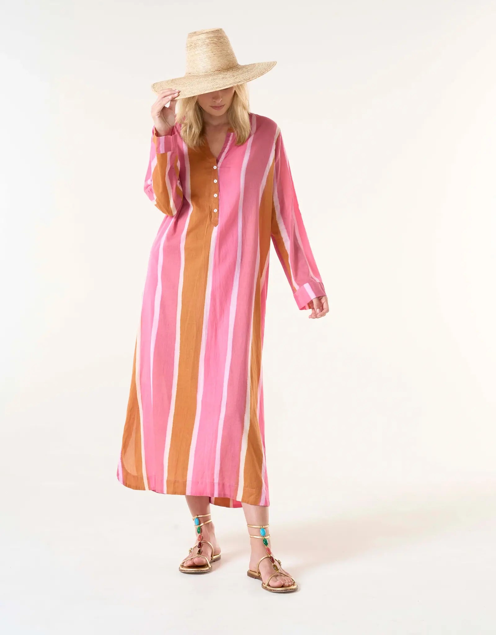 ONESEASON BAZAAR STRIPE COTTON MORROCAN PINK