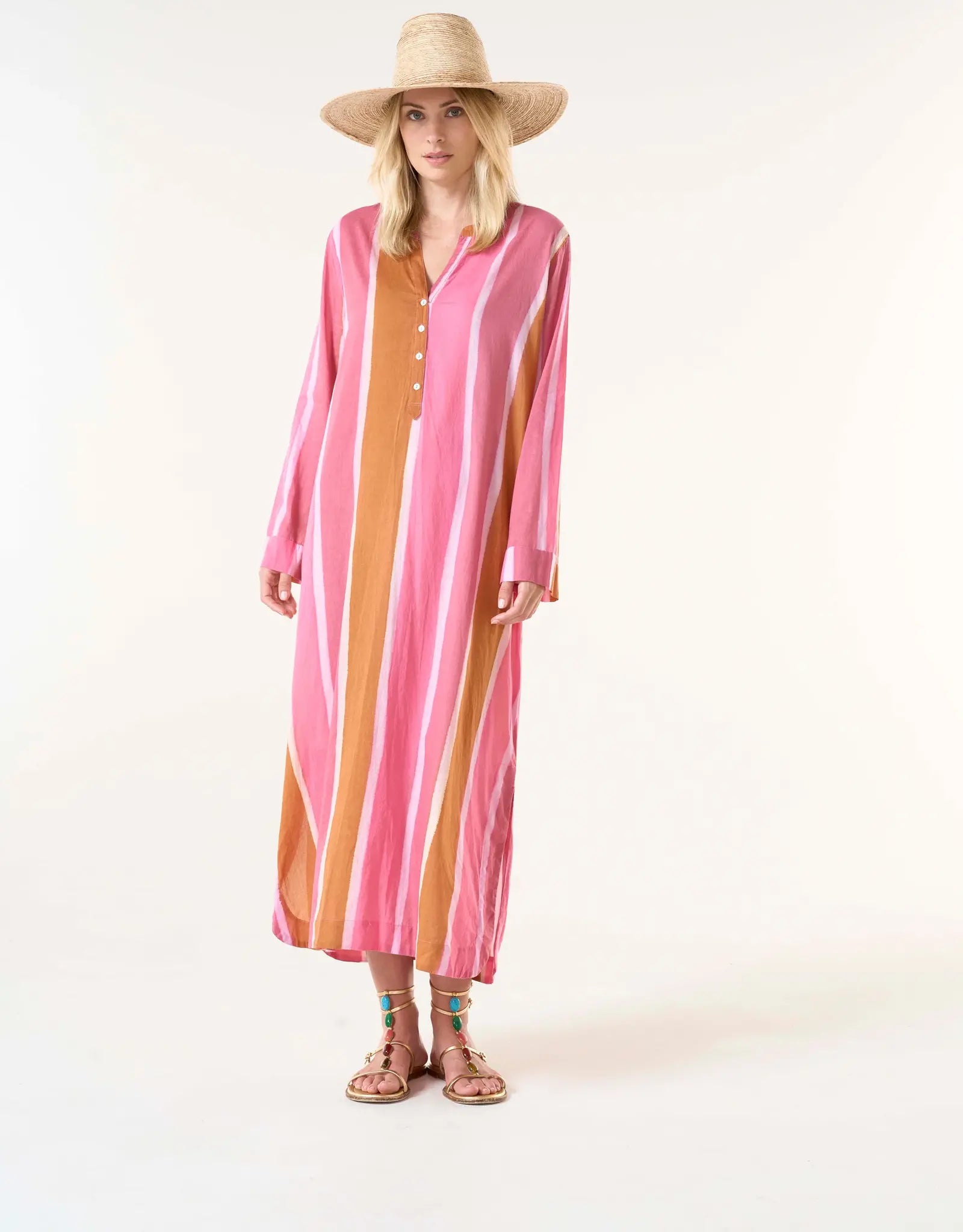 ONESEASON BAZAAR STRIPE COTTON MORROCAN PINK