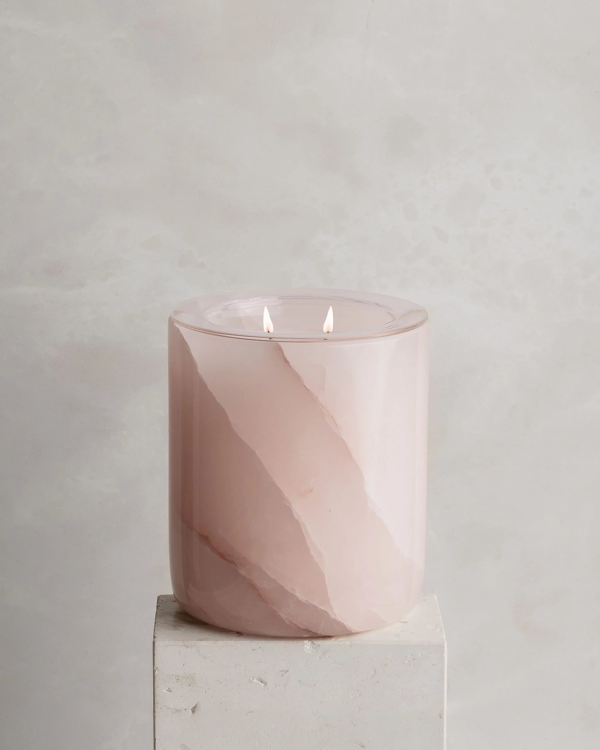 LUXURIATE MARBLE CANDLE HOLDER - PINK ONYX