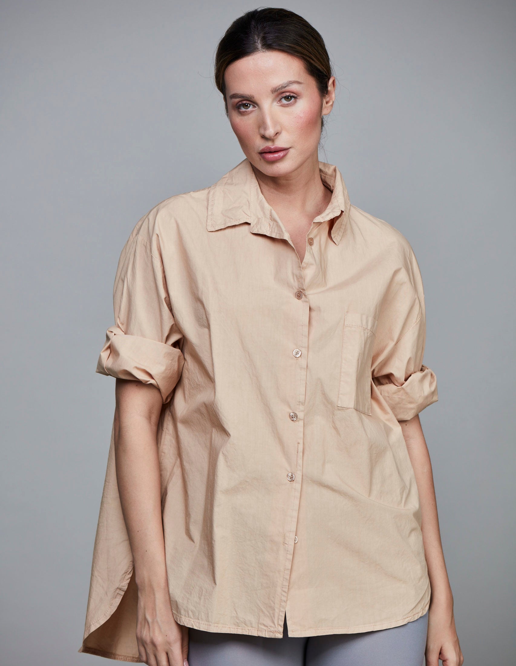 SIXTY DAYS BOYFRIEND SHORT SHIRT LATTE