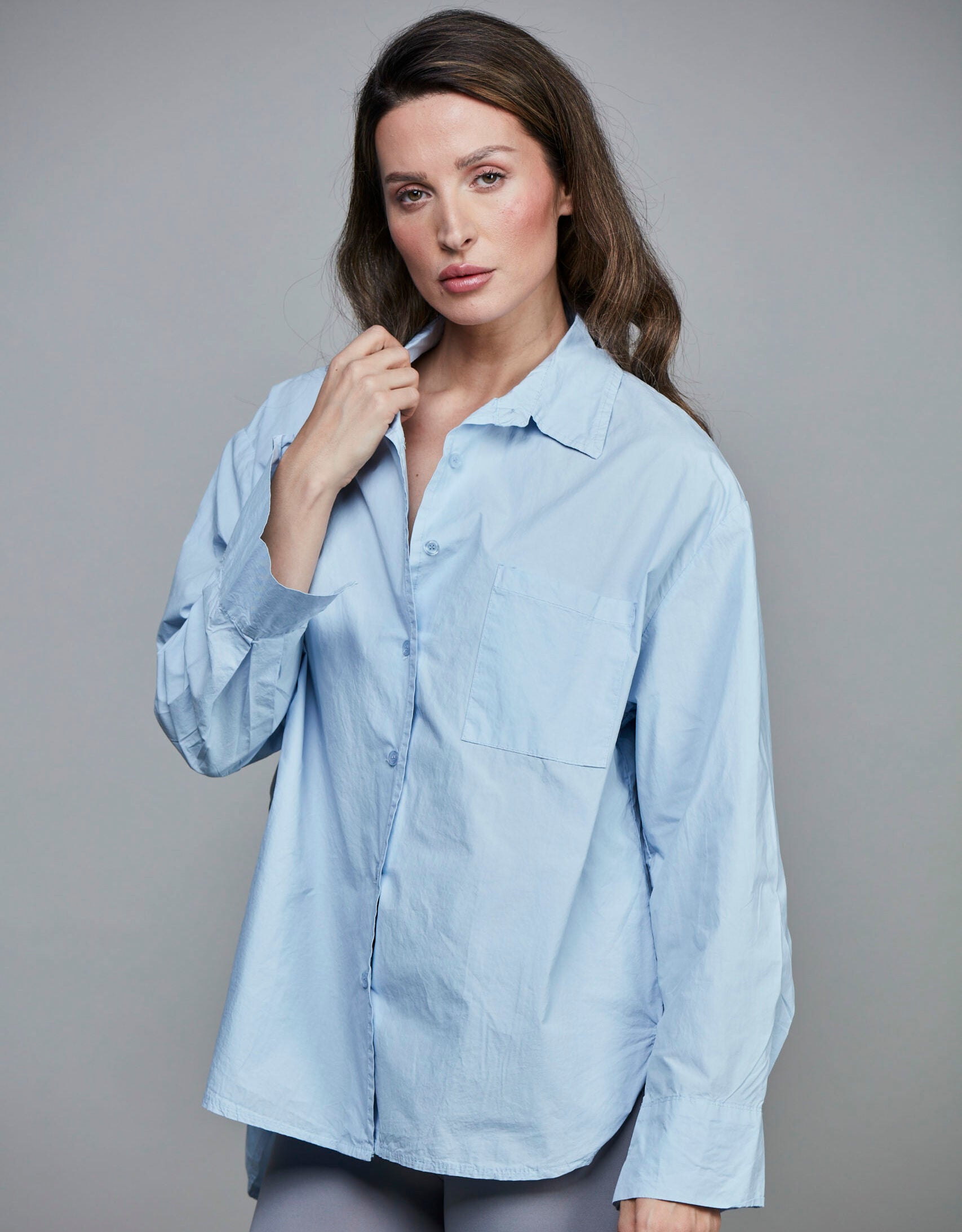 SIXTY DAYS BOYFRIEND SHORT SHIRT LIGHT BLUE