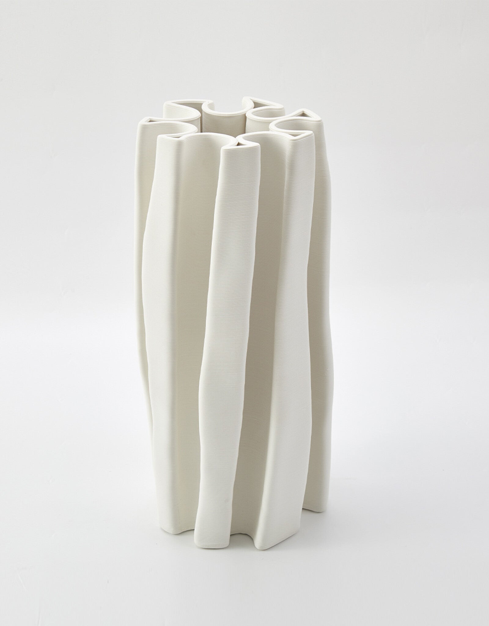 THE FOUNDRY BOX PLEAT VASE LARGE IVORY