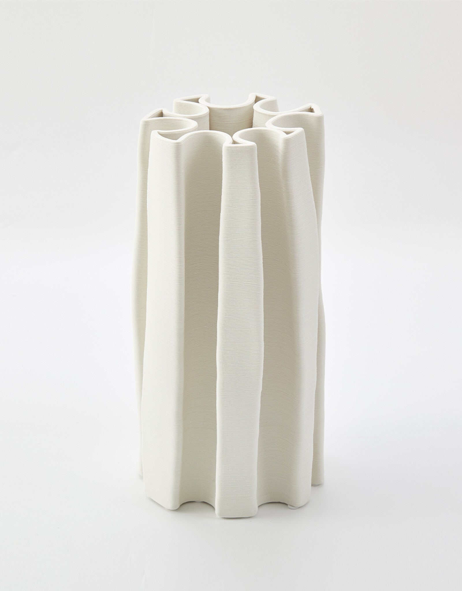 THE FOUNDRY BOX PLEAT VASE MEDIUM IVORY