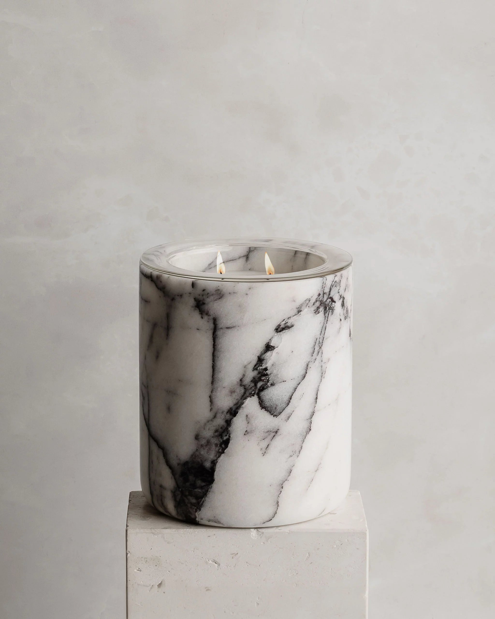 LUXURIATE MARBLE CANDLE HOLDER - WHITE MARBLE