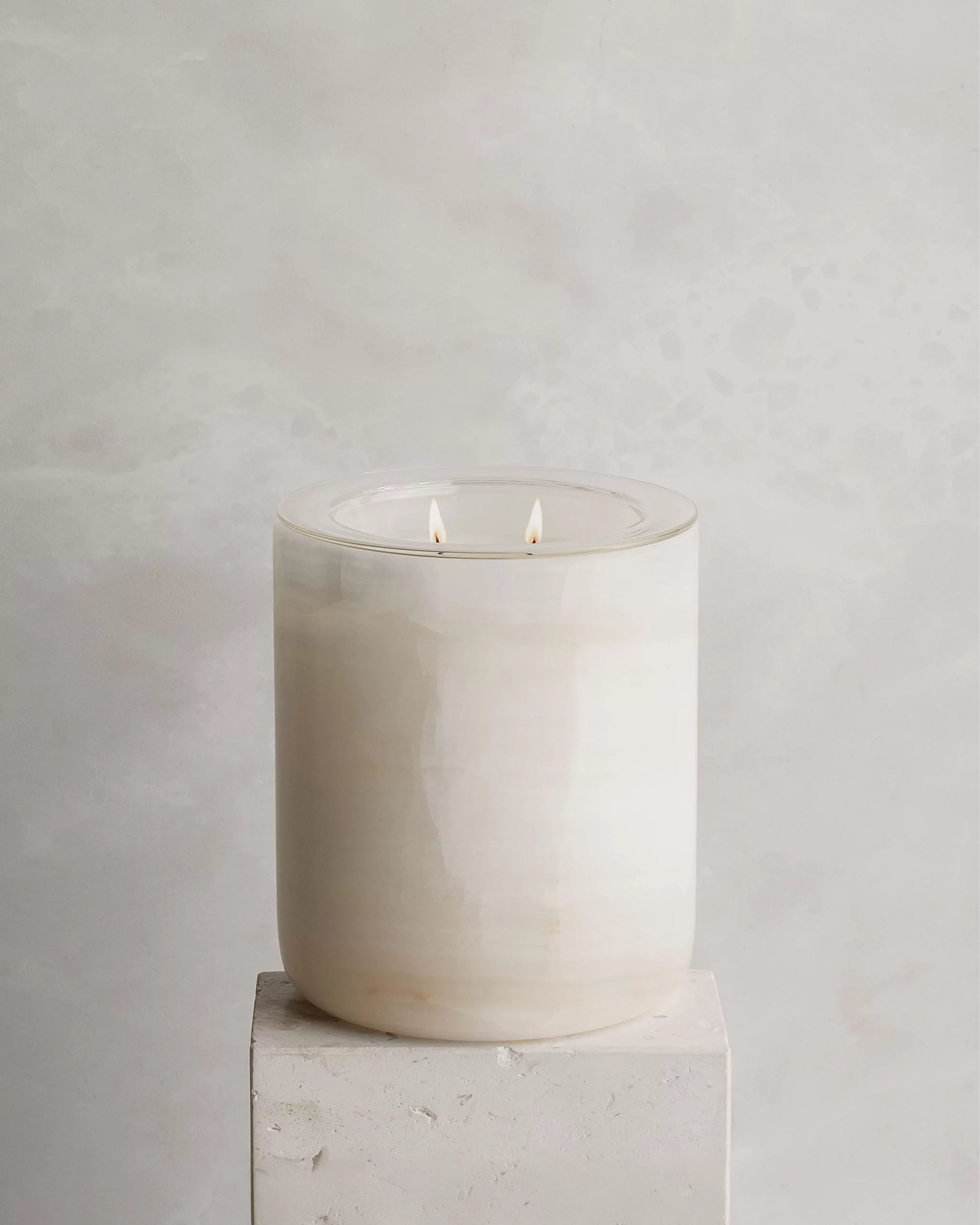 LUXURIATE MARBLE CANDLE HOLDER - WHITE ONYX